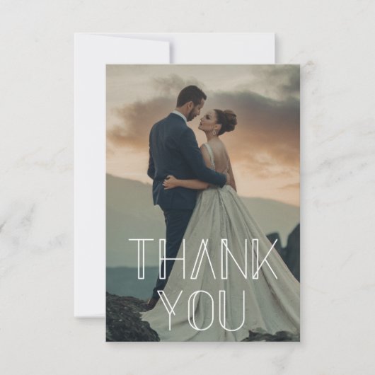 Dank u typografie trouwfoto QR-code Kaart (Voorkant)