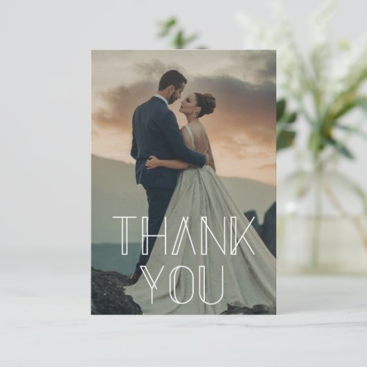 Dank u typografie trouwfoto QR-code Kaart (Staand voorkant)