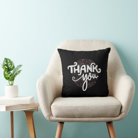 Dank u Typography black Pillow Kussen