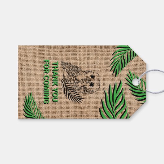 Dank u Uil en bladeren Cadeaulabel (Voorkant (Horizontaal))