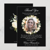 Dank u uitvaart sympathie zwart bloemig | FOTO Bedankkaart (Voorkant / Achterkant)