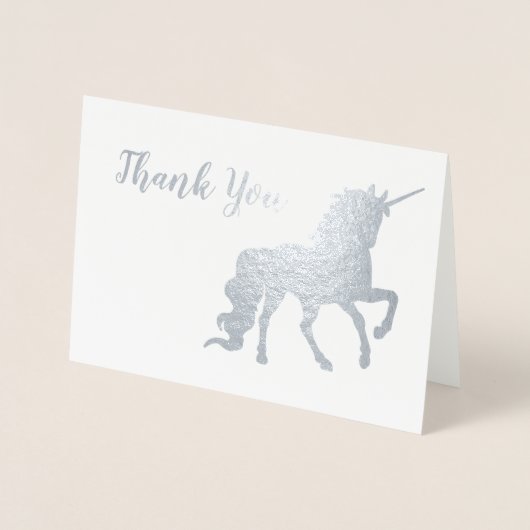 Dank u Unicorn Birthday Silver Folie Kaarten (Voorkant)