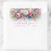 Dank U Uw Aangepaste Tekst Aquarel Bloemen Kunst Rechthoekige Sticker (Tas)