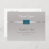 Dank U, Uw Logo Bus. Naam Info Zilver & Wit Briefkaart (Voorkant / Achterkant)