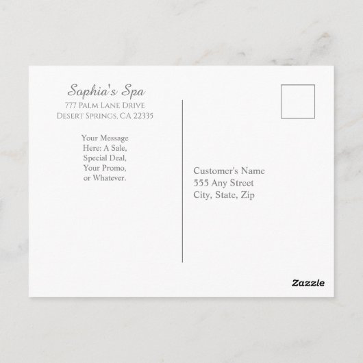 Dank U, Uw Logo Bus. Naam Info Zilver & Wit Briefkaart (Achterkant)