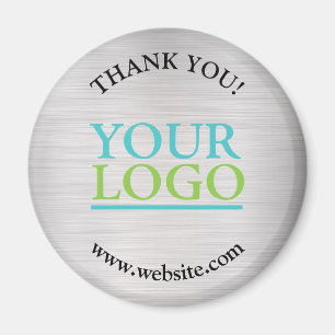 Dank U, Uw Logo, Naam Website, Geborsteld Zilver Magneet