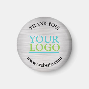 Dank U, Uw Logo, Naam Website, Geborsteld Zilver Magneet