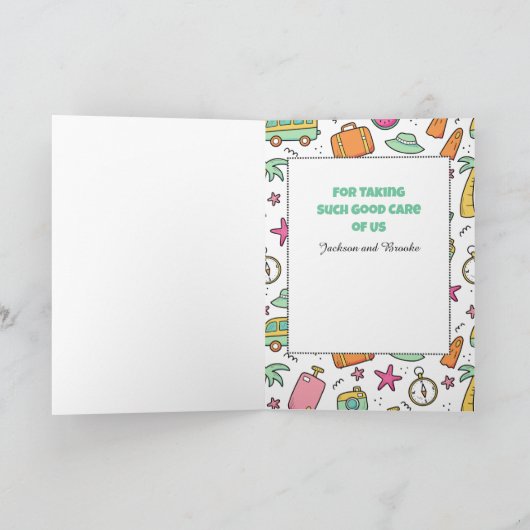 Dank u vakantiebestemming Funny Cartoon Kaart (Binnen)