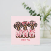Dank u Valentijnsdag teckel honden Bedankkaart (Staand voorkant)