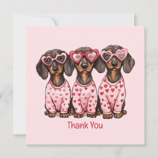 Dank u Valentijnsdag teckel honden Bedankkaart (Voorkant)