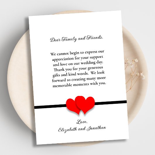 Dank u van de bodem van onze harten bruiloft bedankkaart