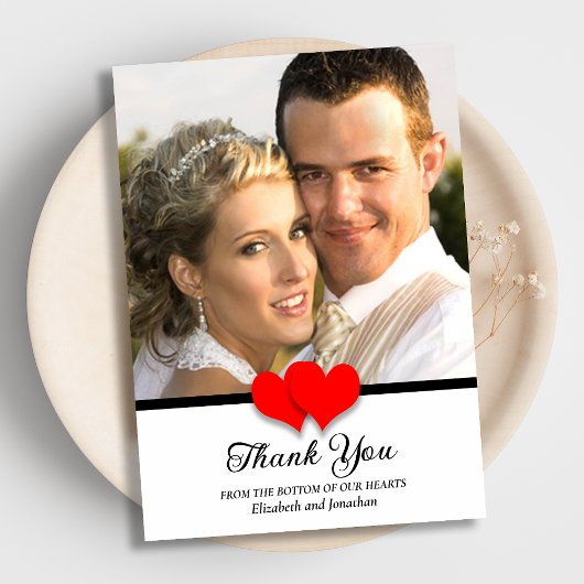 Dank u van de bodem van onze harten bruiloft bedankkaart