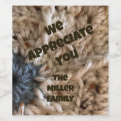 Dank u van de familie gehaakte garen waardering wijn etiket (Enkel label)