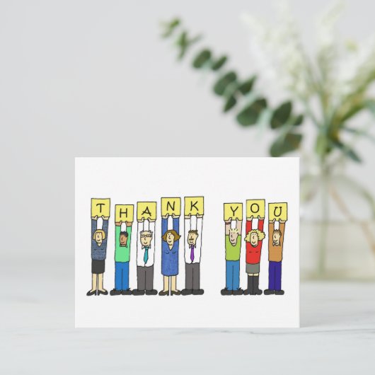 Dank u van de groep, Cartoon mensen. Briefkaart (Staand voorkant)