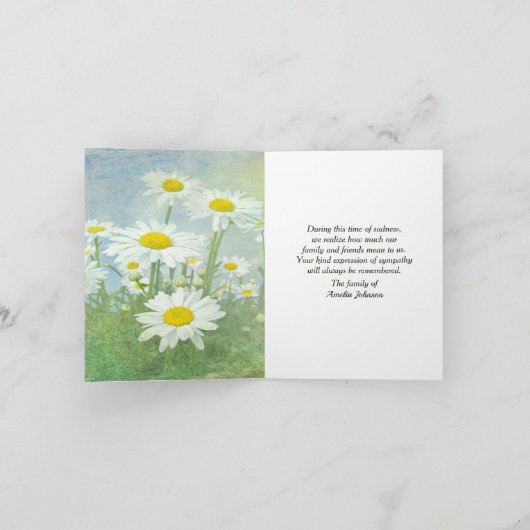 Dank u van het Gezinsveld van de Daisy Bedankkaart (Binnen)