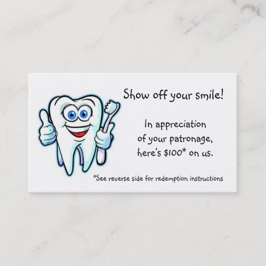 dank u van tandarts kortingskaartje (Voorkant)