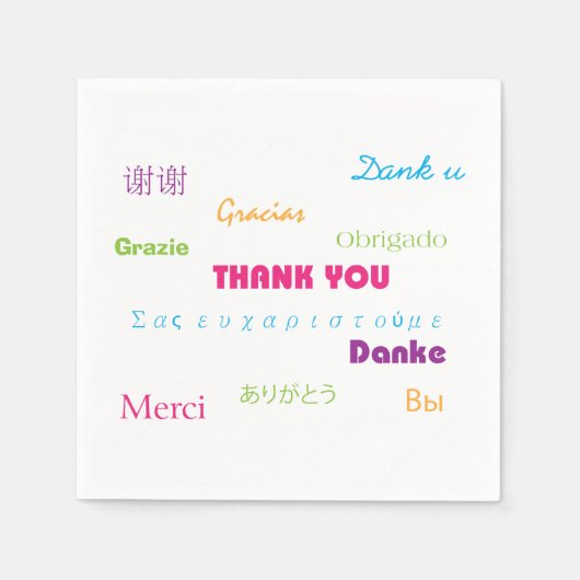 Dank u vele talen kleurrijke regenboog servet (Voorkant)