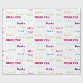 Dank u vele talen kleurrijke tekst cadeaupapier (Vlak)