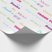 Dank u vele talen kleurrijke tekst cadeaupapier (Hoek)