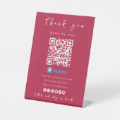 Dank u Venmo QR Code Scan te betalen Hot Pink Reclamebord Met Voetstuk (Voorkant)