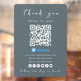 Dank u Venmo QR Code Scan te betalen Marine Raamsticker