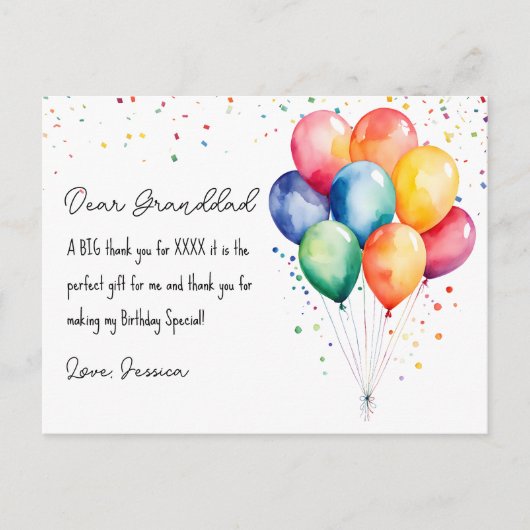 Dank u verjaardag briefkaart (Voorkant)