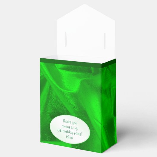 "Dank u" Verjaardag Groene Textured Fabric Look Bedankdoosjes (Geopend)