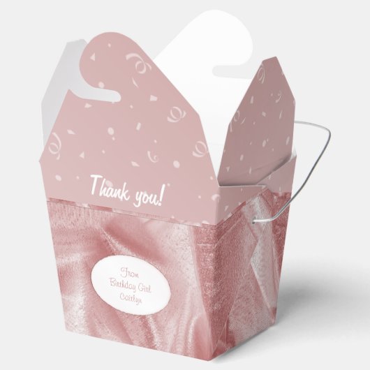 "Dank u" Verjaardag roze getextureerde stof look Bedankdoosjes (Geopend)