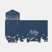 Dank u Verjaardag Silver Glitter Confetti Navy Bedankdoosjes (Uitgevouwen)