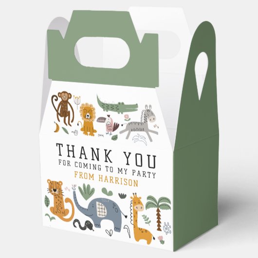 Dank u Verjaardag Twee Wilde Safari Dieren Kinder Bedankdoosjes (Geopend)