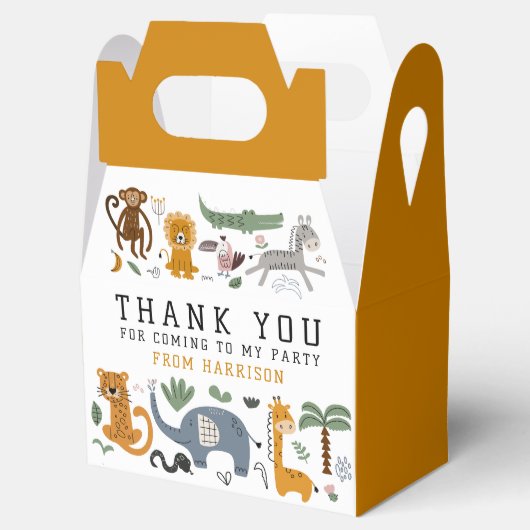 Dank u Verjaardag Twee Wilde Safari Dieren Kinder Bedankdoosjes (Geopend)