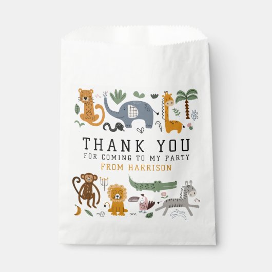 Dank u Verjaardag Twee Wilde Safari Dieren Kinder Bedankzakje (Voorkant)