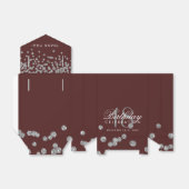 Dank u Verjaardags Silver Confetti Bourgondië Bedankdoosjes (Uitgevouwen)