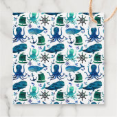Dank u Verjaardagsfeestje Marine Octopus Nautical Bedankjes Labels (Achterkant)