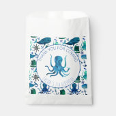 Dank u Verjaardagsfeestje Marine Octopus Nautical Bedankzakje (Voorkant)
