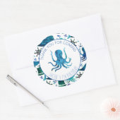 Dank u Verjaardagsfeestje Marine Octopus Nautical Ronde Sticker (Envelop)