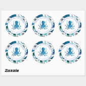 Dank u Verjaardagsfeestje Marine Octopus Nautical Ronde Sticker (Vel)