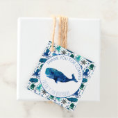 Dank u Verjaardagsfeestje Marine Whale Nautical Bedankjes Labels (In situ)