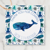 Dank u Verjaardagsfeestje Marine Whale Nautical Bedankjes Labels (Voorkant)