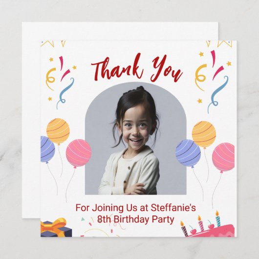 Dank u Verjaardagsfeestje Personaliseer Kaart (Voorkant / Achterkant)