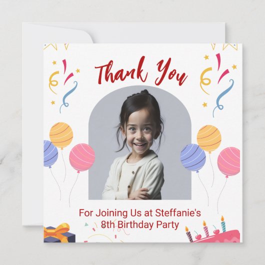Dank u Verjaardagsfeestje Personaliseer Kaart (Voorkant)