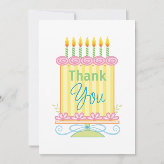 Dank u verjaardagstaart bedankkaart (Voorkant)