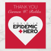 Dank u verpleegkundige / arts - epidemische held wijn etiket (Enkel label)