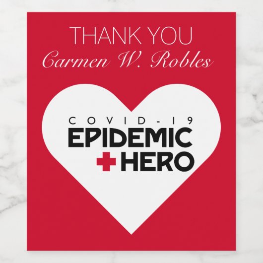 Dank u verpleegkundige / arts - epidemische held wijn etiket (Enkel label)