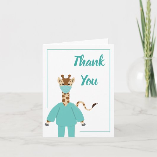 Dank u Verpleegkundige Doctor Giraffe Cartoon Anim Bedankkaart (Voorkant)