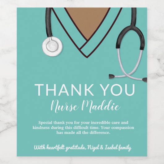 Dank U Verpleegkundige en Doctor Kaart Wijn Etiket (Enkel label)