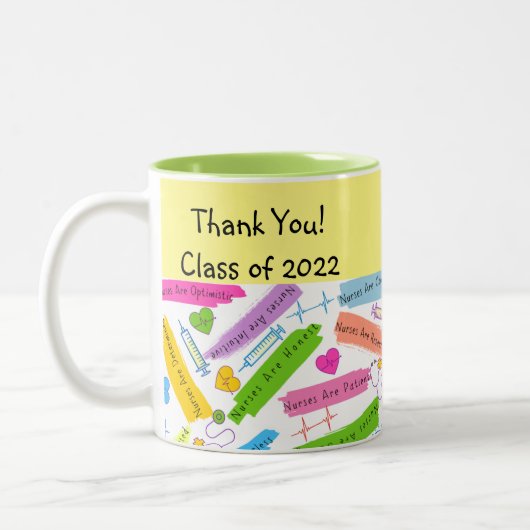 Dank u verpleegkundige instructeur tweekleurige koffiemok (Links)