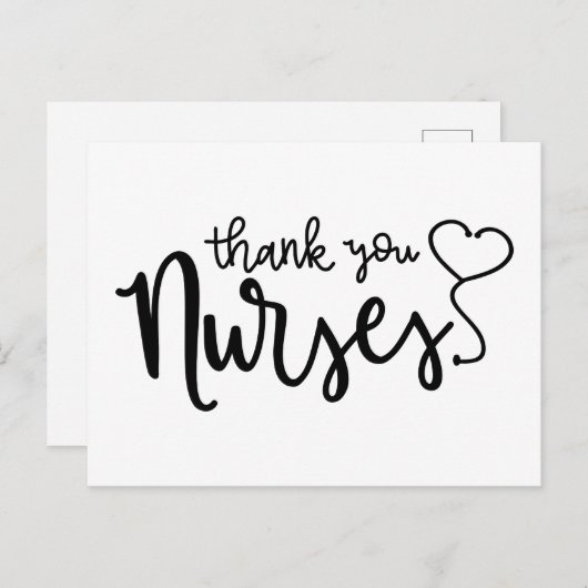 Dank U Verpleegsters | Fancy Script Briefkaart (Voorkant / Achterkant)