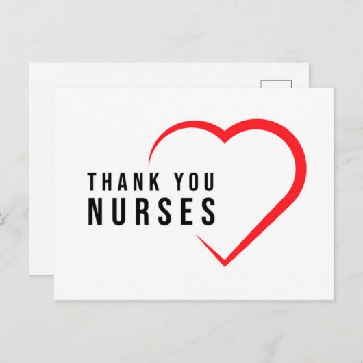 Dank U Verpleegsters | Hart Rood Briefkaart (Voorkant / Achterkant)