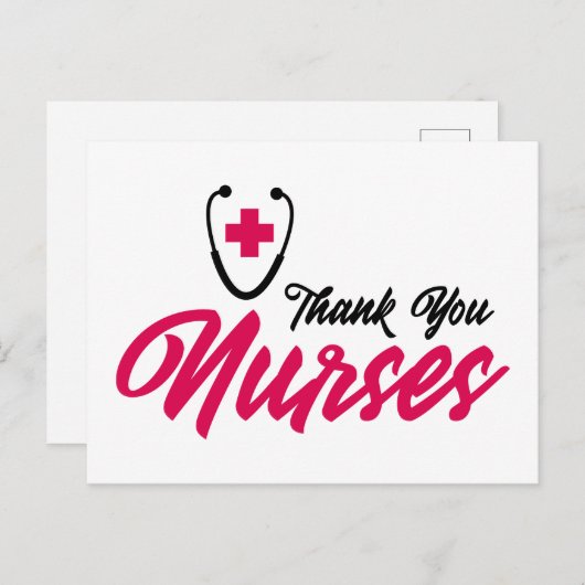 Dank u verpleegsters| Roze Briefkaart (Voorkant / Achterkant)